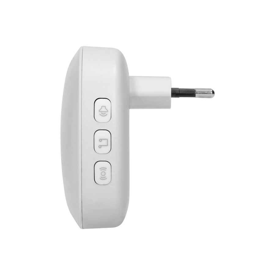 PRESSO AC wireless doorbell with learning system and kinetic push-button, 36 ringtones, communication range of 100m in an open a